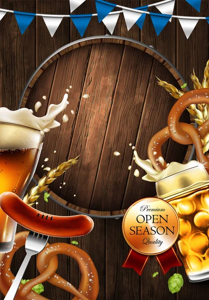 Publicité du festival de la bière traditionnelle Oktoberfest. Hautement — Image vectorielle