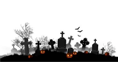 Bir mezarlık ile Cadılar Bayramı arka plan. Yüksek detaylı gerçekçi il