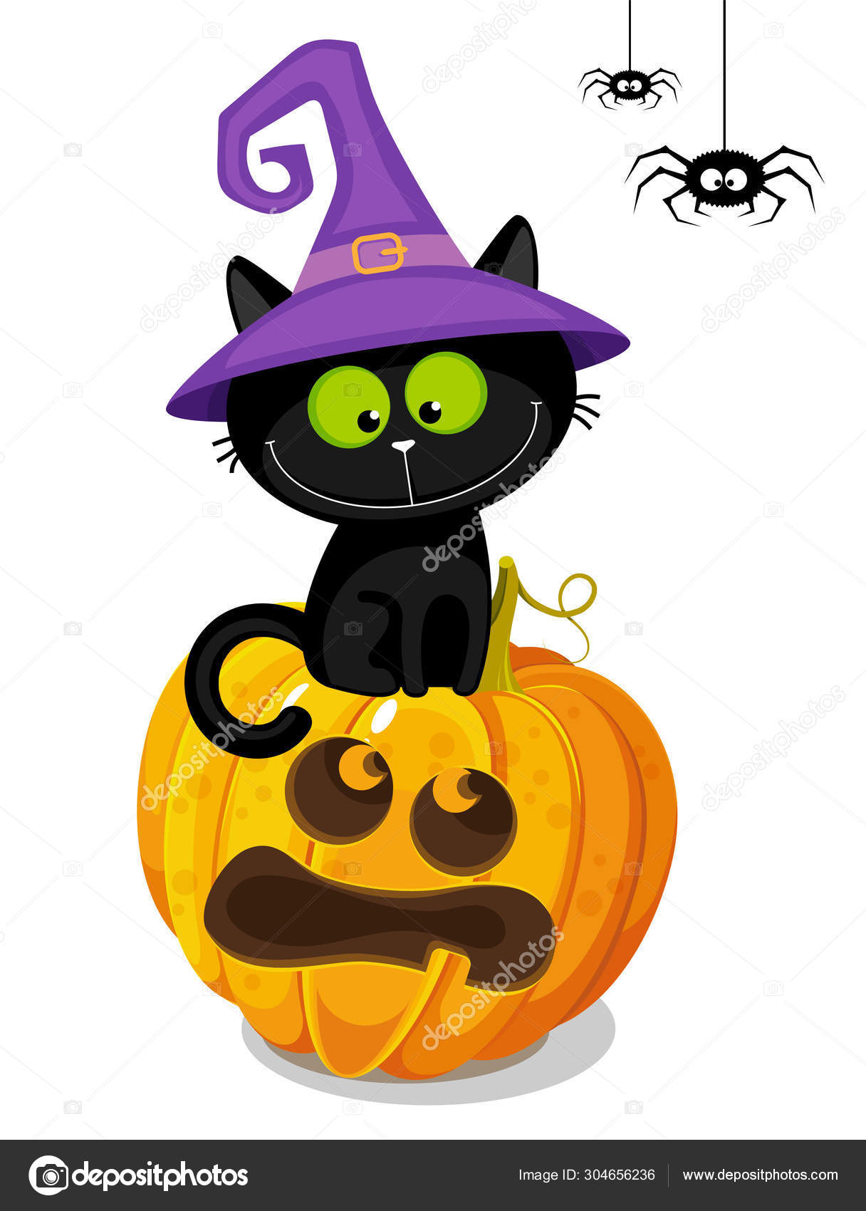 Abóbora de halloween com ilustração de desenho vetorial de chapéu de bruxa
