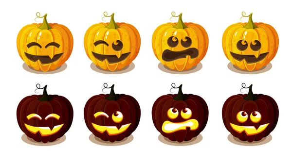 Set di zucche di Halloween. Elementi di disegno a mano . — Vettoriale Stock