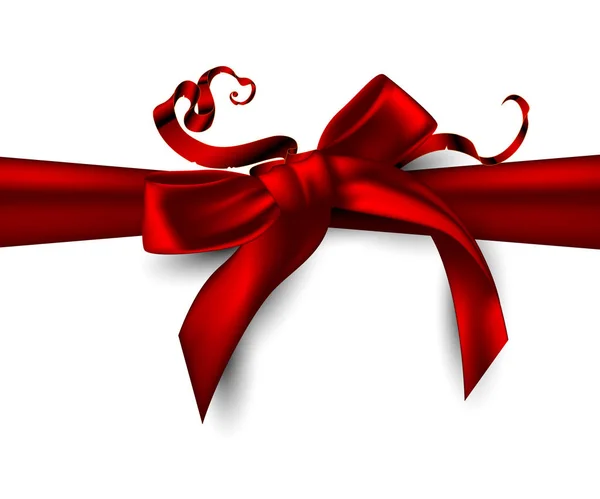 Wに装飾的な赤い弓を持つクリスマスと新年の背景 — ストックベクタ