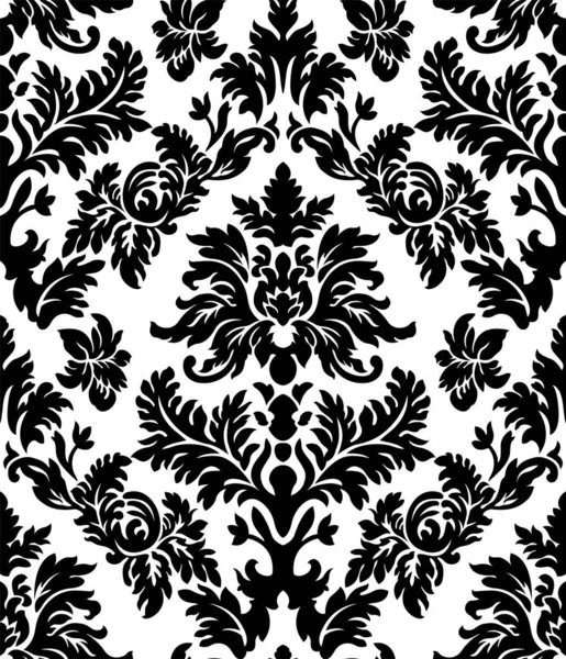 Black White Geometric Seamless Pattern Floral Ornaments High Realistic Illustration — Stock Vector