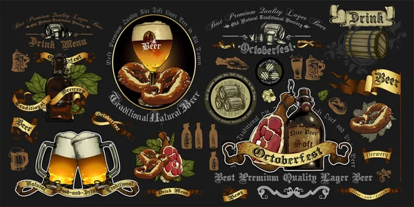 Zestaw Elementów Temat Piwa Festiwalu Oktoberfest Dla Twojego Projektu — Wektor stockowy
