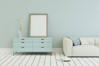 kanepe tuval ile modern İskandinav iç tasarım