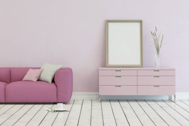 modern İskandinav tasarım pembe kanepe