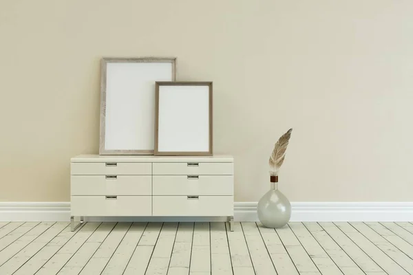 Modern commode and picture frames — Stock Photo, Image