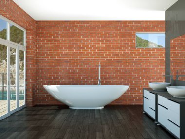 modern banyo iç 3d render alay