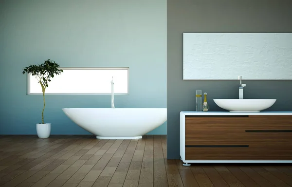 现代浴室内饰3d 渲染模拟 — 图库照片