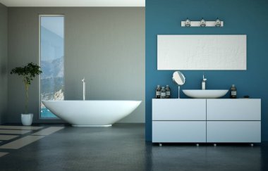 modern banyo iç 3d render alay