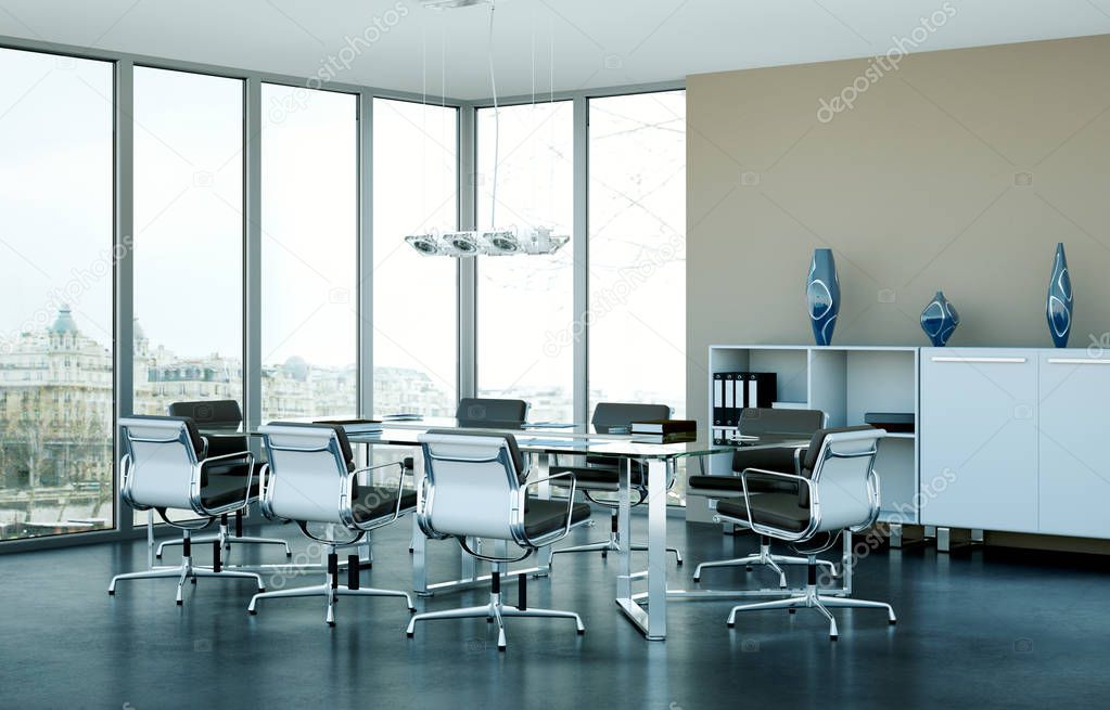 Modern conference room interior design. 3d rendering