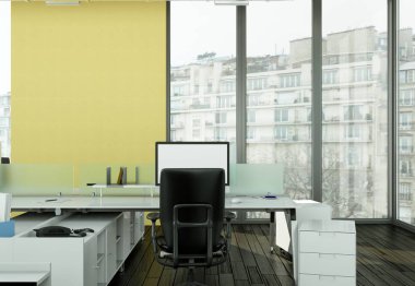 Modern büyük ofis iç tasarım 3d render