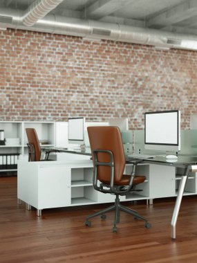 Modern büyük ofis iç tasarım 3d render