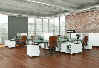 Modern büyük ofis iç tasarım 3d render