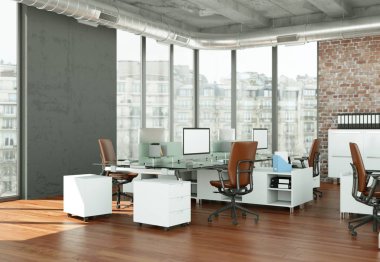 Modern büyük ofis iç tasarım 3d render