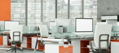 Modern büyük ofis iç tasarım 3d render