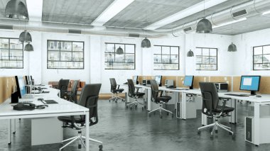 Modern büyük ofis iç tasarım 3d render