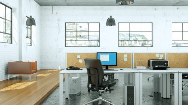 Modern büyük ofis iç tasarım 3d render