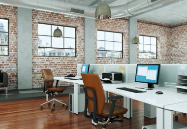 Modern büyük ofis iç tasarım 3d render
