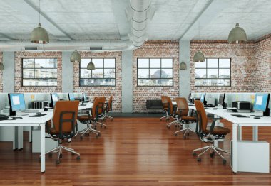 Modern büyük ofis iç tasarım 3d render