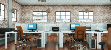 Modern büyük ofis iç tasarım 3d render