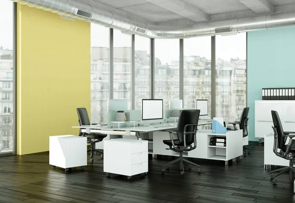 Modern large office interior Desing 3d Rendering — Stock Photo, Image