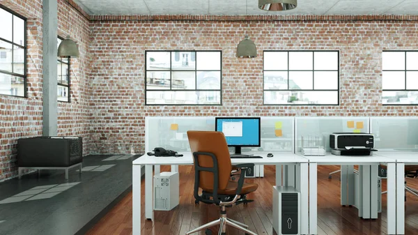 Modernes großes Bürointerieur 3D-Rendering — Stockfoto