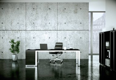 Modern ev ofis iç tasarım 3d render