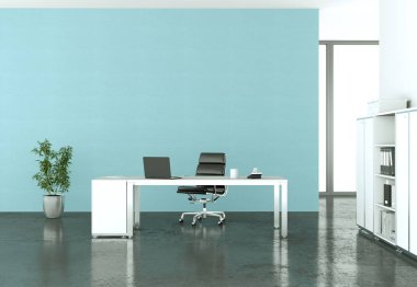 Modern ev ofis iç tasarım 3d render