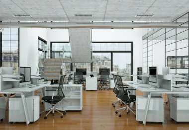 Modern ev ofis iç tasarım 3d render
