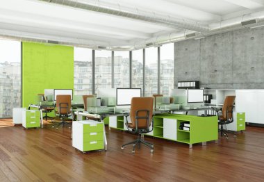 Modern ev ofis iç tasarım 3d render