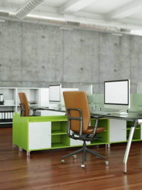 Modern ev ofis iç tasarım 3d render