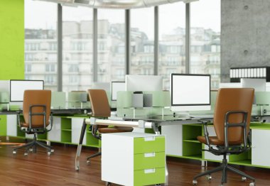 Modern ev ofis iç tasarım 3d render