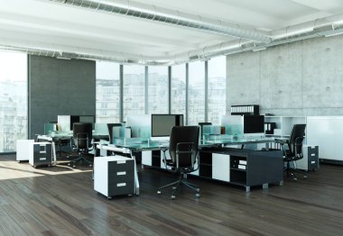 Modern ev ofis iç tasarım 3d render