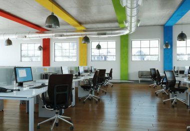 Modern ev ofis iç tasarım 3d render