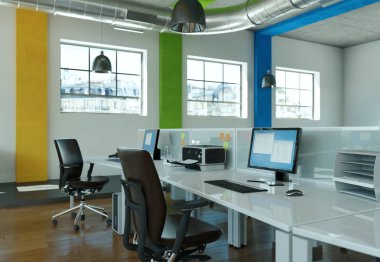 Modern ev ofis iç tasarım 3d render