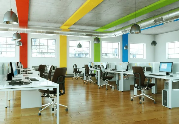 Moderna hem kontor inredning 3d-Rendering — Stockfoto