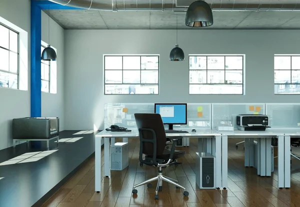 Modern ev ofis iç tasarım 3d render — Stok fotoğraf