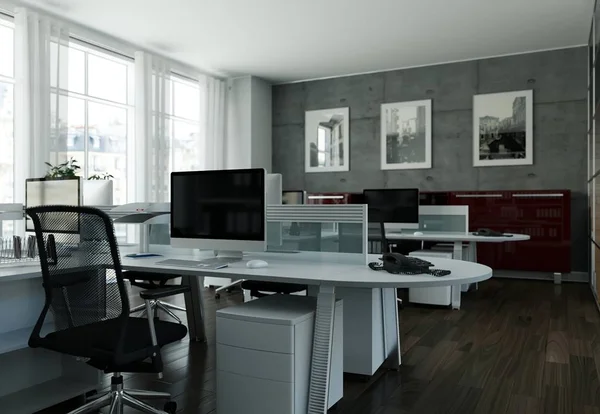 Modern ev ofis iç tasarım 3d render