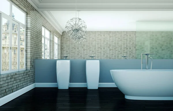 현대적인 욕실 인테리어 3d 렌더링까지 조롱 — 스톡 사진