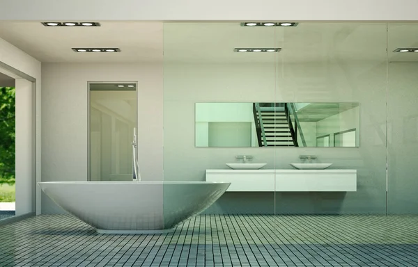 Modern fürdőszoba belső 3d rendering ál up — Stock Fotó