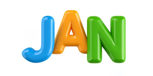 Isolierte bunte 3D-Kind Name Ballon Schrift jan — Stockfoto