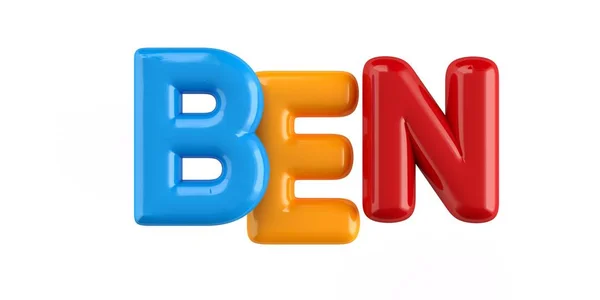 Isolierte bunte 3D-Kind Name Ballon Schrift ben — Stockfoto