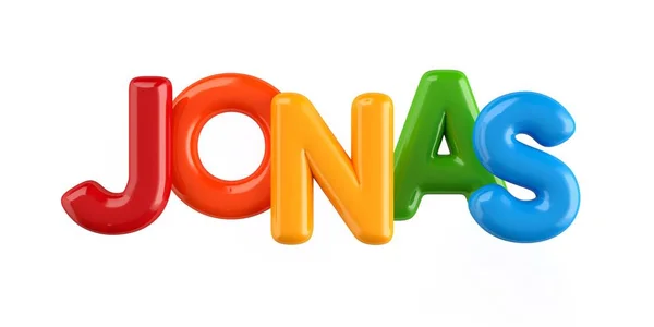 Geïsoleerde colorfull 3d Kid naam ballon lettertype Jonas — Stockfoto