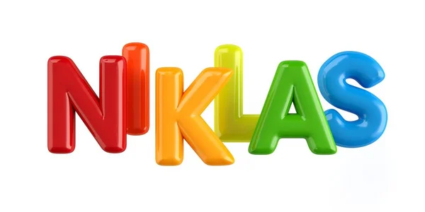Isolerade colorfull 3d Kid namn ballong teckensnitt Niklas — Stockfoto