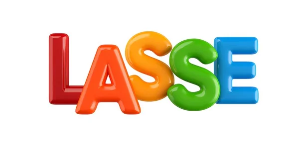 Изолированный красочный 3d Имя ребенка шрифт шарик Лассе — стоковое фото