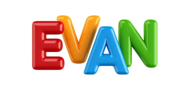 Isolierte bunte 3D-Kind Name Ballon Schrift Evan — Stockfoto