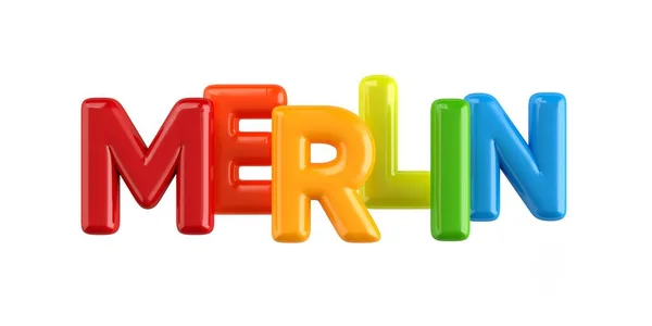 Isolerade colorfull 3d Kid namn ballong teckensnitt Merlin — Stockfoto