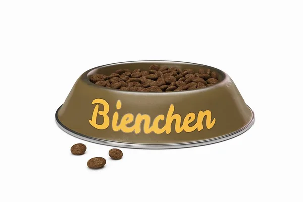 이름 Bienchen 흰색 절연 개 강아지 그릇 — 스톡 사진