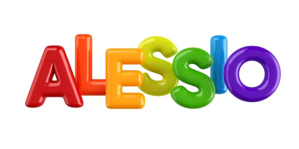 Isolerade colorfull 3d Kid namn ballong teckensnitt Alessio — Stockfoto