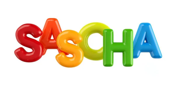 Isolerade colorfull 3d Kid namn ballong teckensnitt Sascha — Stockfoto